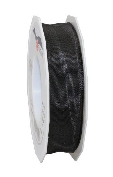 Satinband mit Draht Schwarz in 25mm/25m