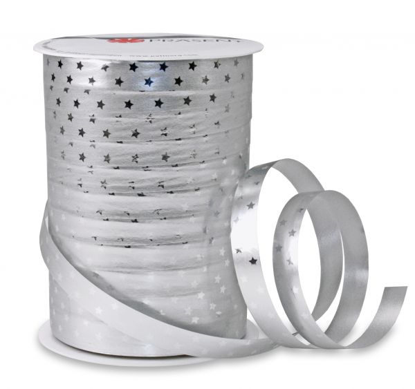 Metallic Ringelband Sterne Silber