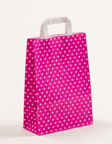 Flachhenkeltasche Punkte Pink 22 x 31 + 10cm