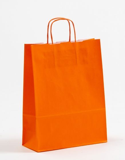 Papiertasche mit gedrehtem Papiergriff Uni Orange 24 x 31 + 10cm