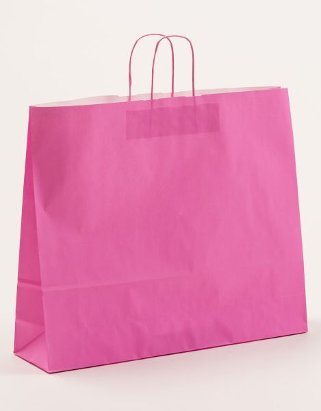 Papiertasche mit gedrehtem Papiergriff Uni Pink 54 x 45 + 14cm