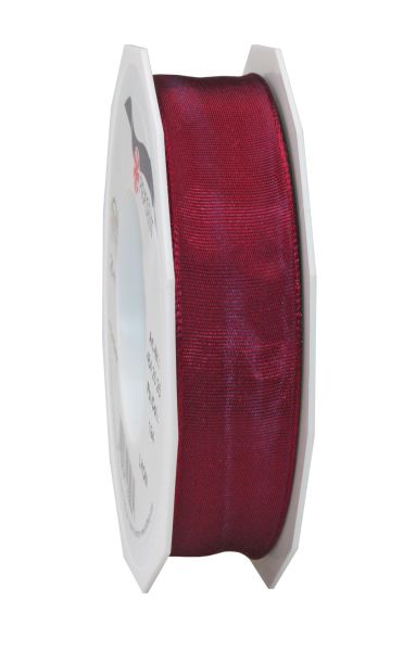 Satinband mit Draht 25mm/25m Weinrot