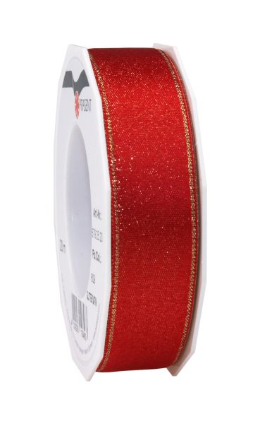 Satinband Glitter Rot Breite 25mm/20m