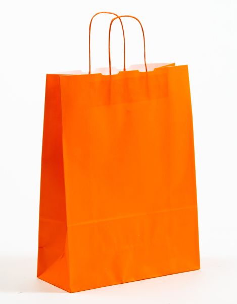 Papiertasche mit gedrehtem Papiergriff Uni Orange 32 x 42,5 + 13cm