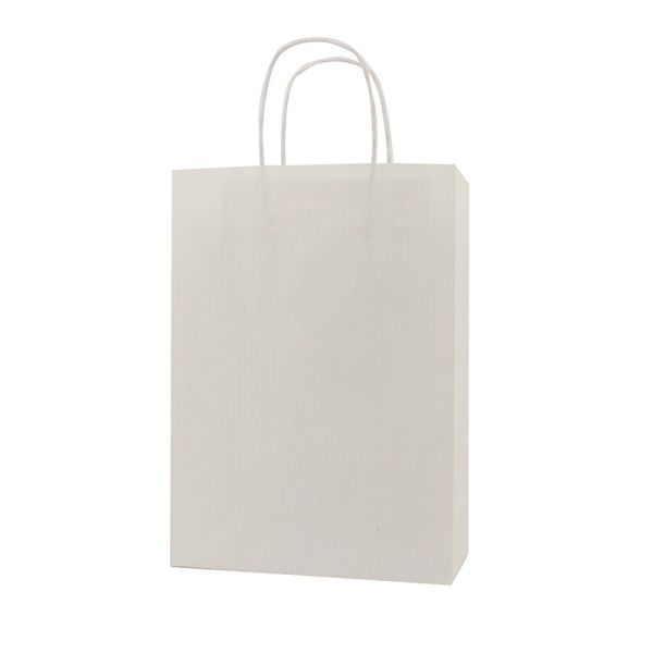 Papiertasche mit gedrehtem Papiergriff Weiß 25 x 35 + 10cm