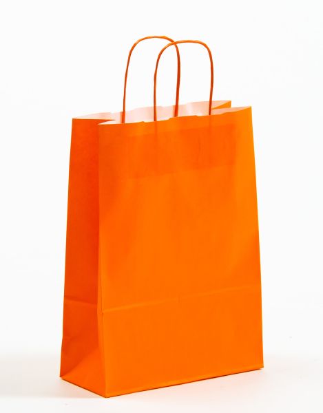 Papiertasche mit gedrehtem Papiergriff Uni Orange 23 x 32 + 10cm