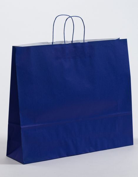 Papiertasche mit gedrehtem Papiergriff Uni Blau 54 x 45 + 14cm