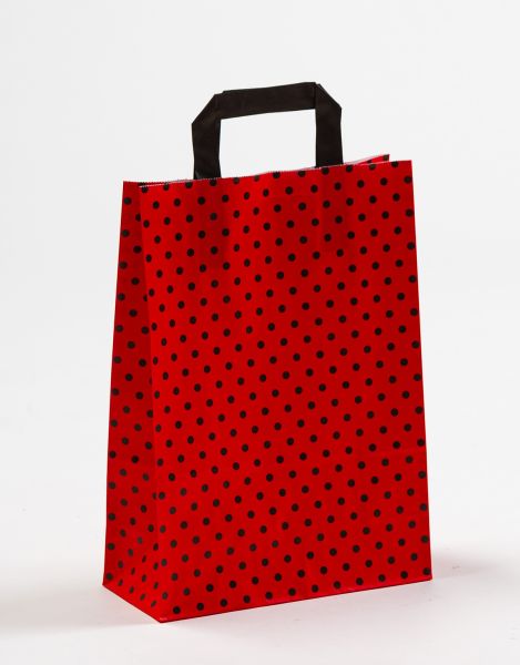 Flachhenkeltasche Punkte DUO Natur/Rot 22 x 31 + 10cm