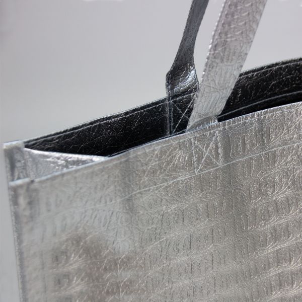 Non-Woven Croco Shopper Silber 32 x 25 + 12cm