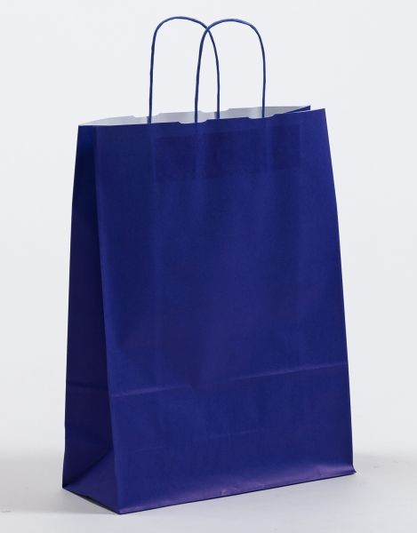 Papiertasche mit gedrehtem Papiergriff Uni Blau 32 x 42,5 + 13cm