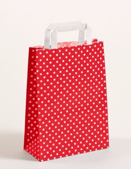 Flachhenkeltasche Punkte Rot 22 x 31 + 10cm