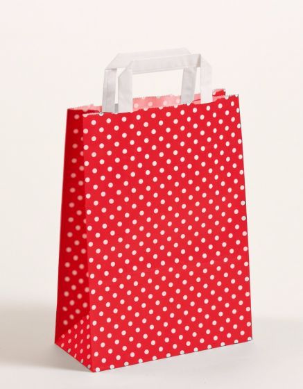 Flachhenkeltasche Punkte Rot 22 x 31 + 10cm