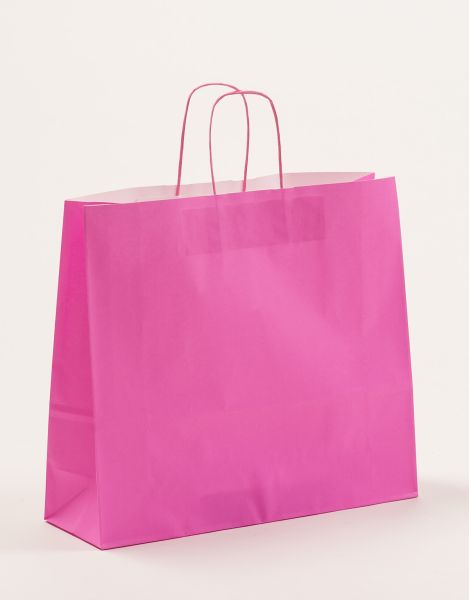Papiertasche mit gedrehtem Papiergriff Uni Pink 42 x 37 + 13cm