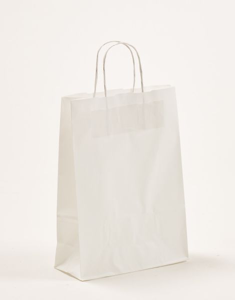 Papiertasche mit gedrehtem Papiergriff Uni Weiß 23 x 32 + 10cm