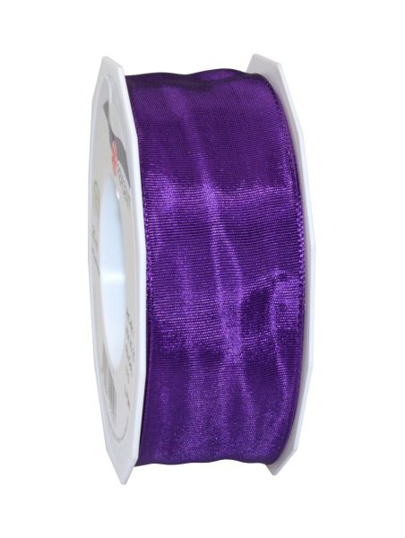 Satinband mit Draht Violett in 40mm/25m