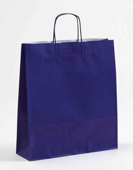 Papiertasche mit gedrehtem Papiergriff Uni Blau 36 x 41 + 12cm