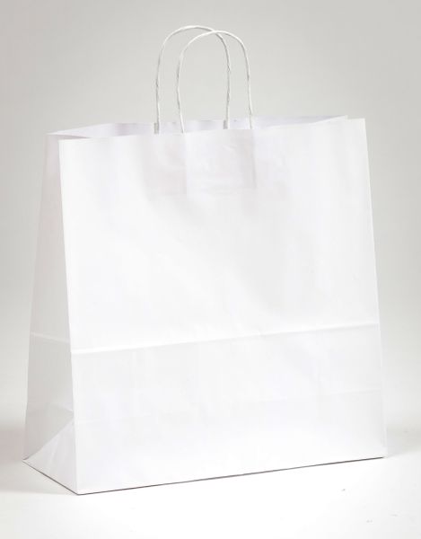 Papiertasche mit gedrehtem Papiergriff Uni Weiß 35 x 35 + 14cm