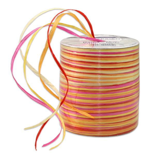 Raffia-Multicolour Pink/Gelb