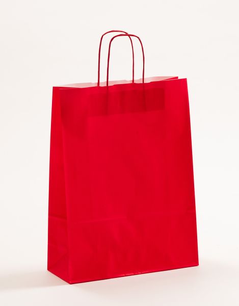 Papiertasche mit gedrehtem Papiergriff Uni Rot 32 x 42,5 + 13cm