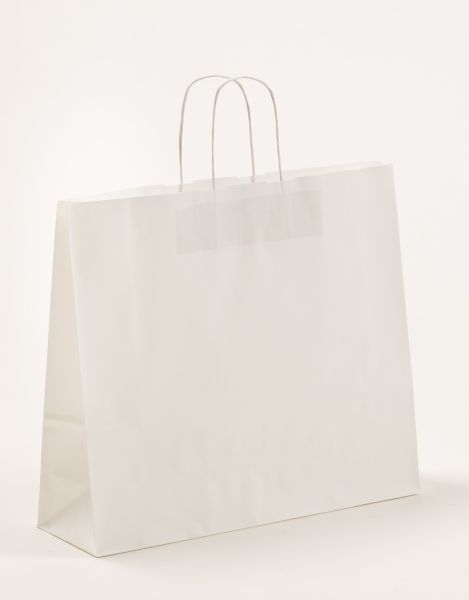 Papiertasche mit gedrehtem Papiergriff Uni Weiß 42 x 37 + 13cm