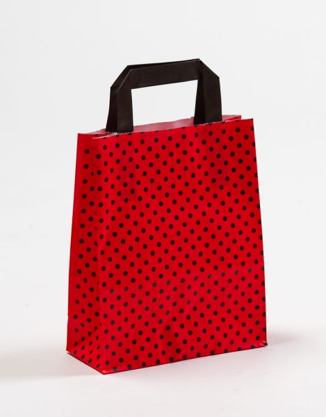 Flachhenkeltasche Punkte DUO Rot/Schwarz 18 x 22 + 8cm