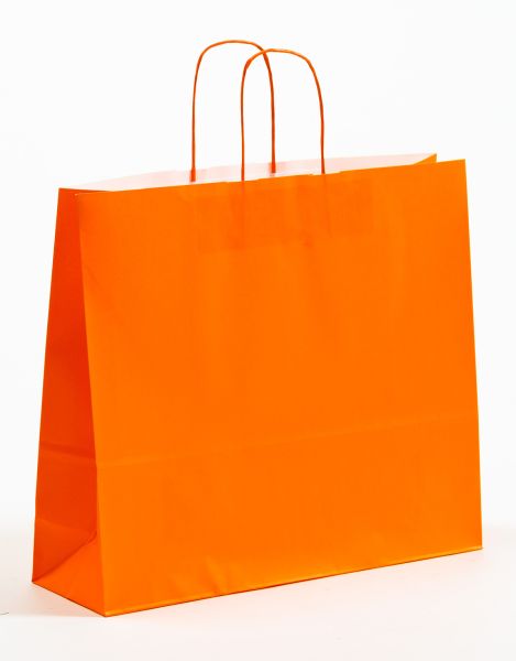 Papiertasche mit gedrehtem Papiergriff Uni Orange 42 x 37 + 13cm