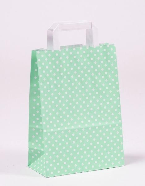 Flachhenkeltasche Punkte Mint 22 x 31 + 10cm