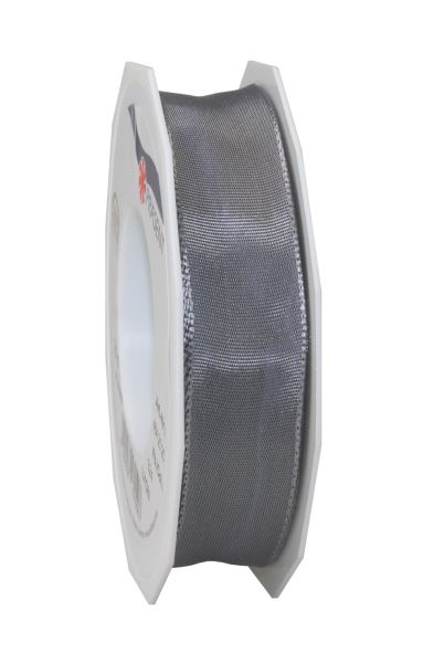 Satinband mit Draht Grau in 25mm/25m