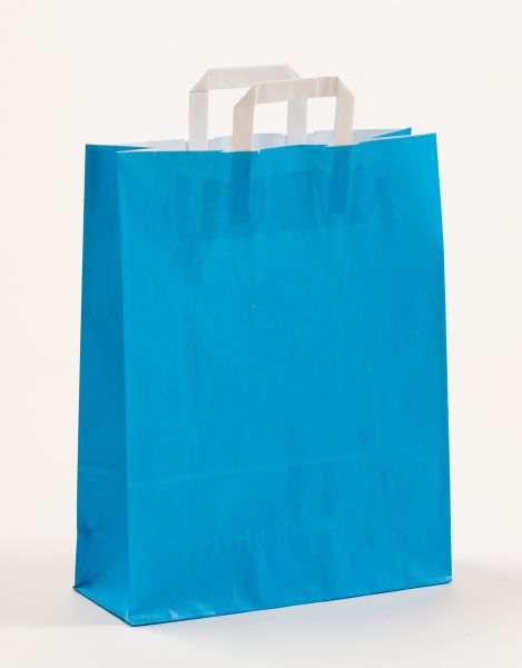 Flachhenkeltasche Uni Blau 32 x 40 + 12cm