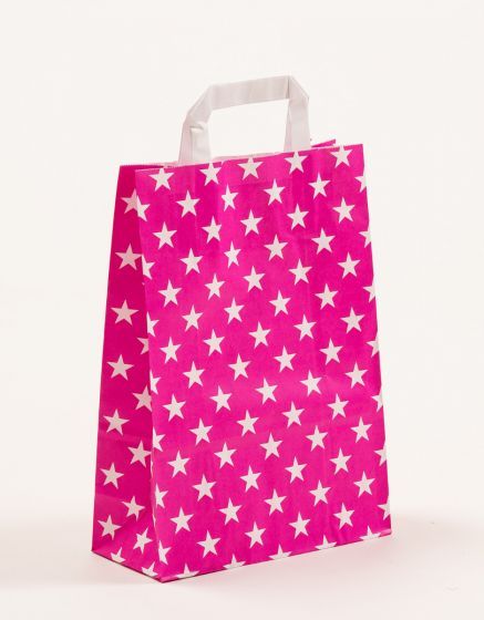 Flachhenkeltasche Sterne Pink 22 x 31 + 10cm