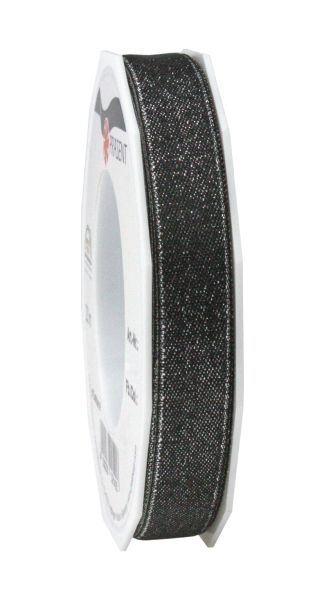 Satinband Glitter Schwarz Breite 15mm/20m