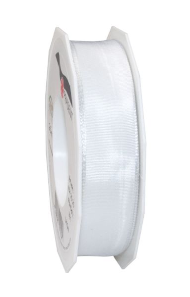Satinband mit Draht 25mm/25m Weiß