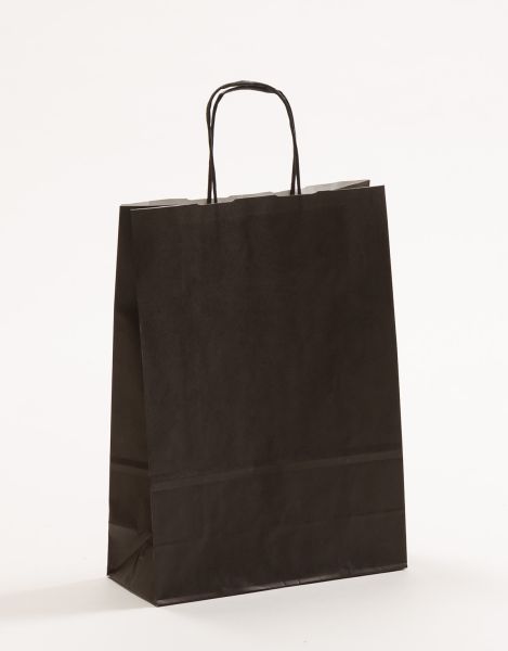 Papiertasche mit gedrehtem Papiergriff Uni Schwarz 23 x 32 + 10cm