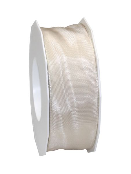 Satinband mit Draht Creme in 40mm/25m