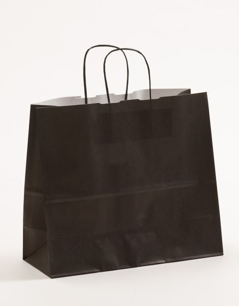 Papiertasche mit gedrehtem Papiergriff Uni Schwarz 32 x 28 +13cm