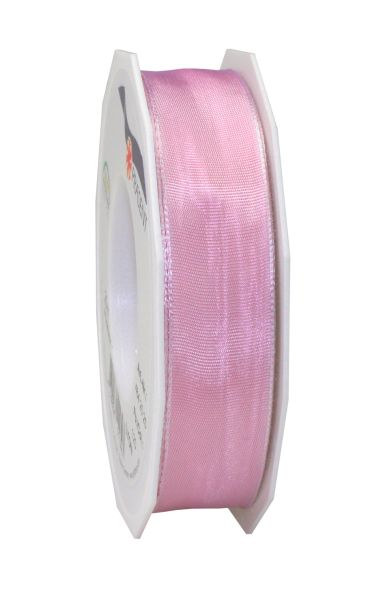 Satinband mit Draht Rosa in 25mm/25m