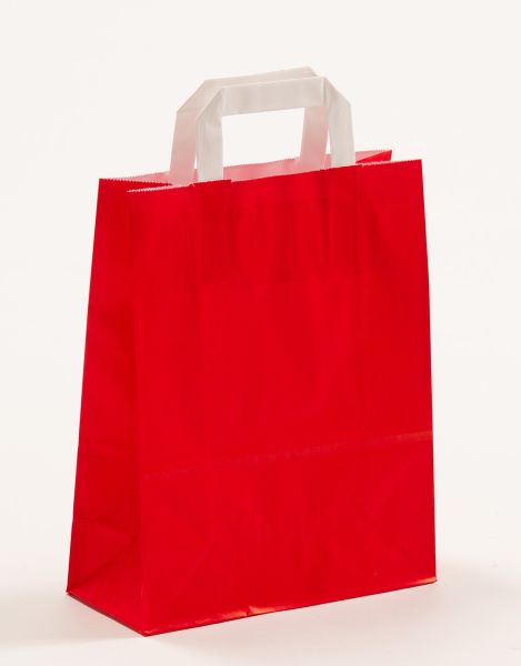 Flachhenkeltasche Uni Rot 22 x 28 + 10cm