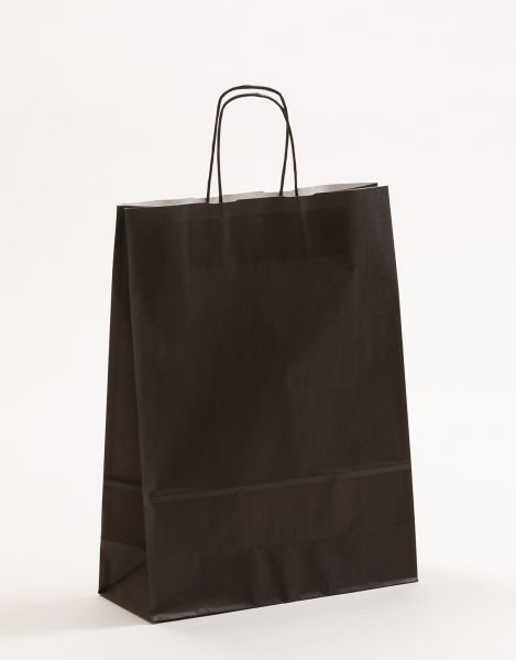 Papiertasche mit gedrehtem Papiergriff Uni Schwarz 32 x 42,5 + 13cm