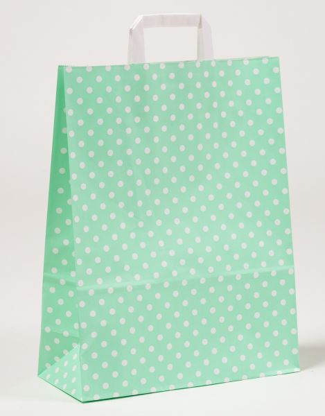 Flachhenkeltasche Punkte Mint 32 x 40 + 12cm