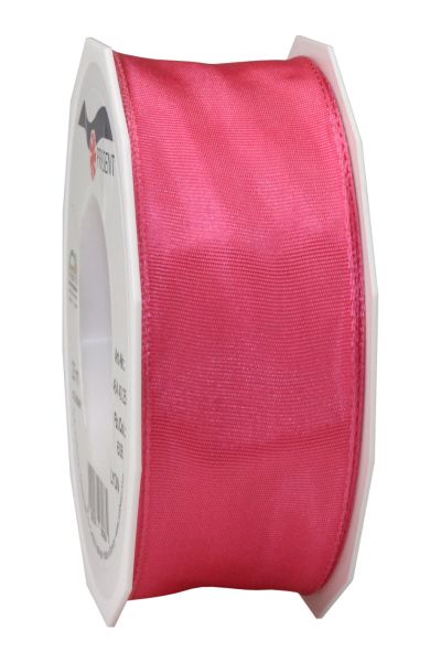 Satinband mit Draht Pink in 40mm/25m