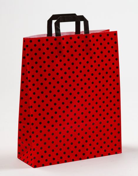 Flachhenkeltasche Punkte DUO Natur/Rot 32 x 40 + 12cm