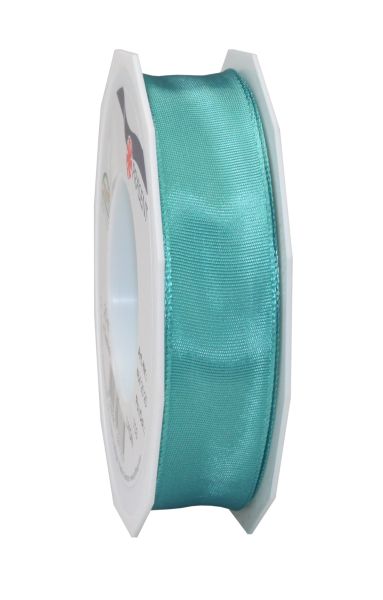 Satinband mit Draht 25mm/25m Türkis/Mint