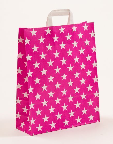 Flachhenkeltasche Sterne Pink 32 x 40 + 12cm