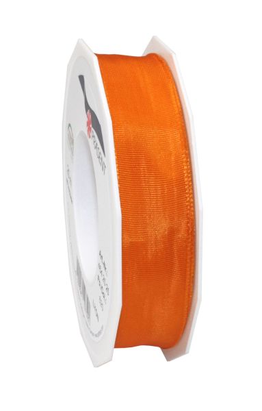 Satinband mit Draht Orange in 25mm/25m