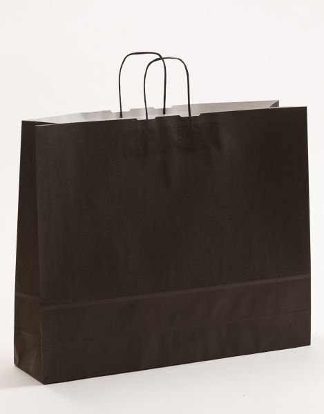 Papiertasche mit gedrehtem Papiergriff Uni Schwarz 54 x 45 + 14cm