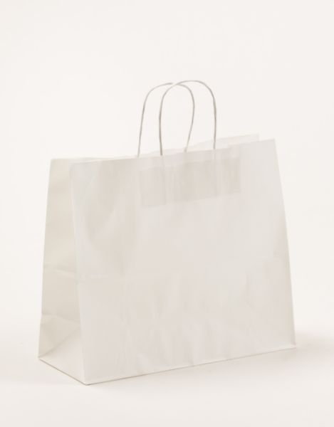 Papiertasche mit gedrehtem Papiergriff Uni Weiß 32 x 28 +13cm