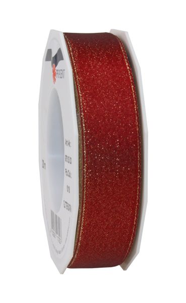 Satinband Glitter Weinrot Breite 25mm/20m