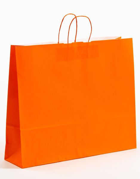 Papiertasche mit gedrehtem Papiergriff Uni Orange 54 x 45 + 14cm