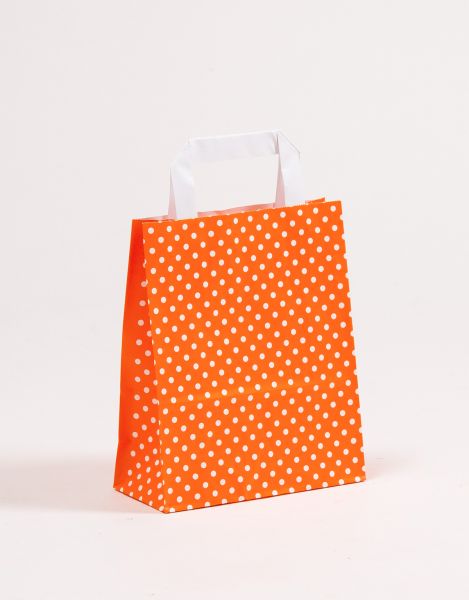 Flachhenkeltasche Punkte Orange 18 x 22 + 8cm