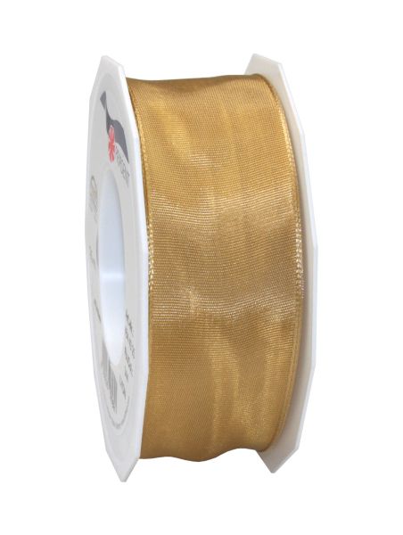 Satinband mit Draht Gold in 40mm/25m